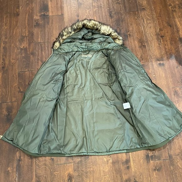 Michael Kors Michael Faux-Fur-Trim Hooded Mixed-Media Puffer Coat in Green XXL - Picture 5 of 15